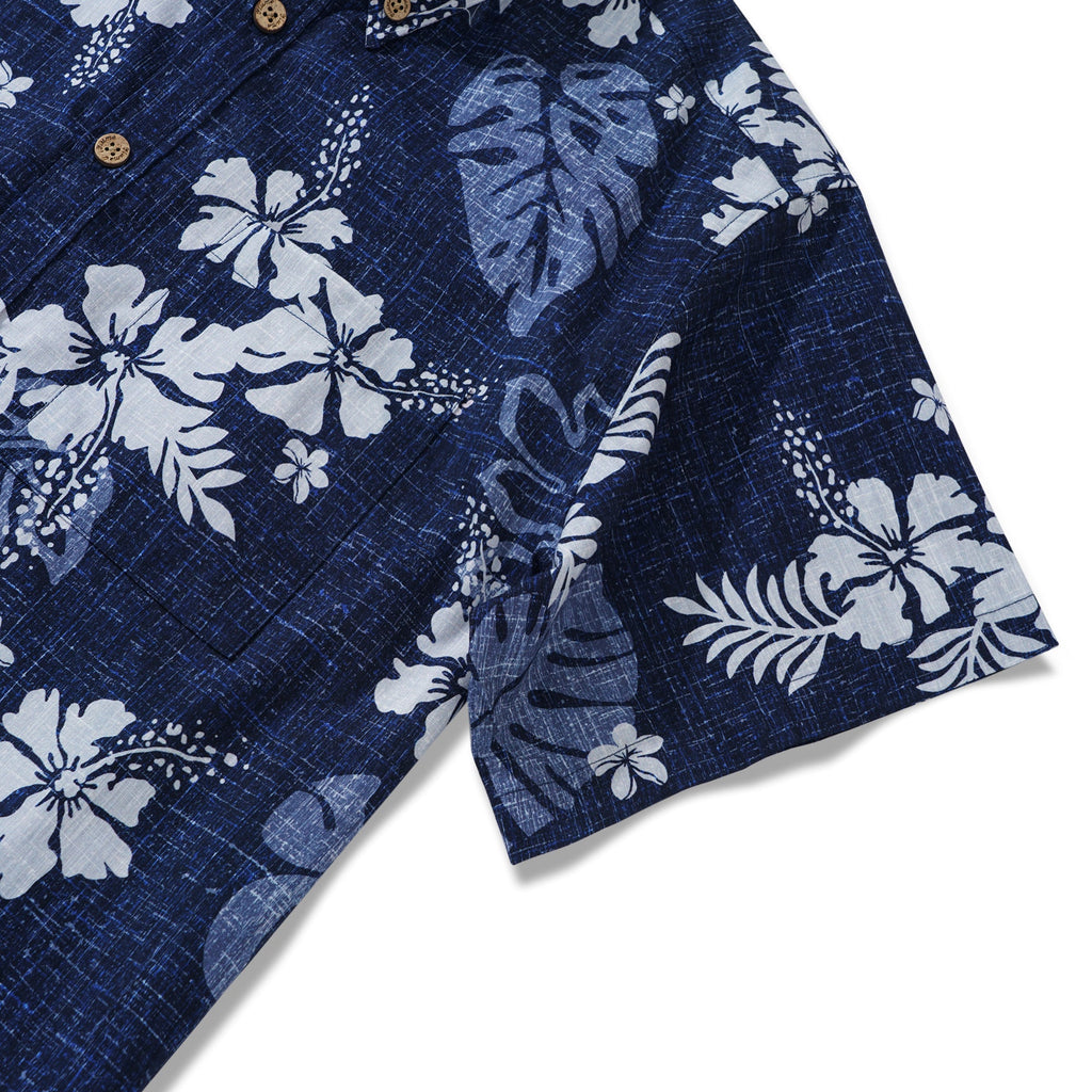 Yiume Tropical Hawaiian Shirt For Men Breathable Shirt Blue Short Sleeve Button-down Shirt