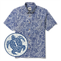 Men's Hawaiian Shirt Short Sleeve Button-down 100% Cotton Blue Aloha Tiki Retro Totem