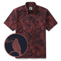 Men's Breathable Shirt Red Hawaiian Shirt Birds Print 100% Cotton Short Sleeve Button-down Shirt