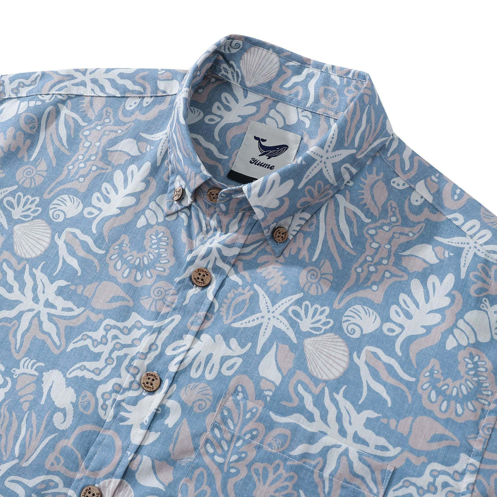 Men's Marine Life Shirt  Button-down 100% Cotton Blue Shirt Hawaiian Shirt Aloha Ocean-themed Silhouettes
