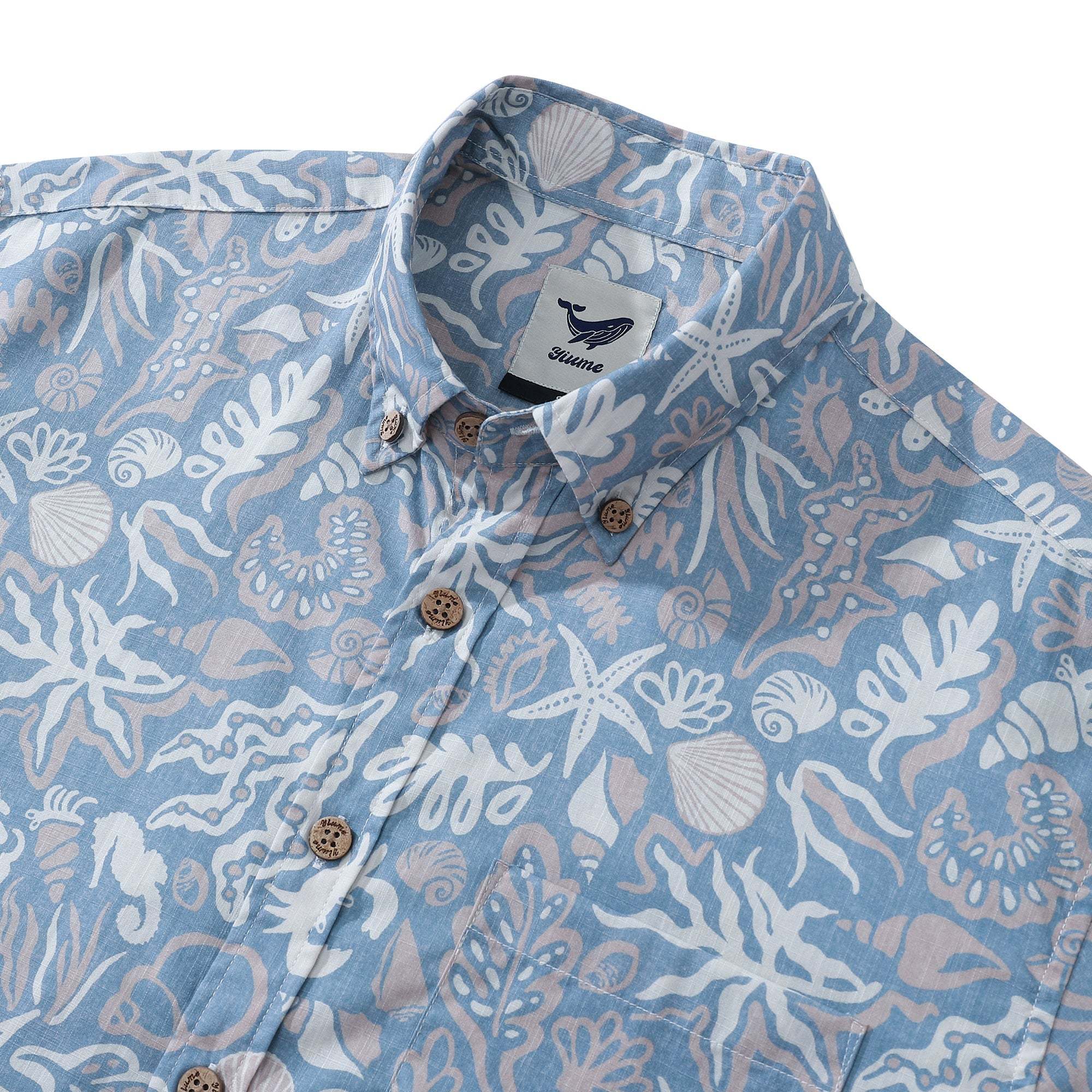 Men's Marine Life Shirt  Button-down 100% Cotton Blue Shirt Hawaiian Shirt Aloha Ocean-themed Silhouettes