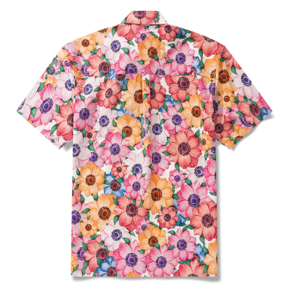 Men's Hawaiian Shirt Short Sleeve Button-down 100% Cotton Yellow Aloha Summer Lotus